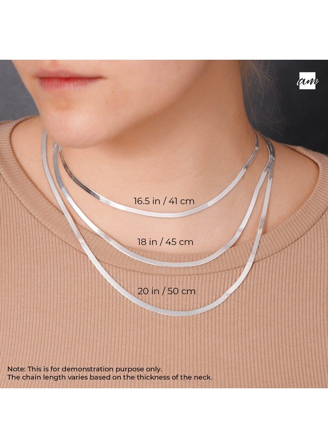 Amberta Women'S 925 Sterling Silver Flat Snake Chain: 3 Mm 45 Cm/18 Inch - Image 4