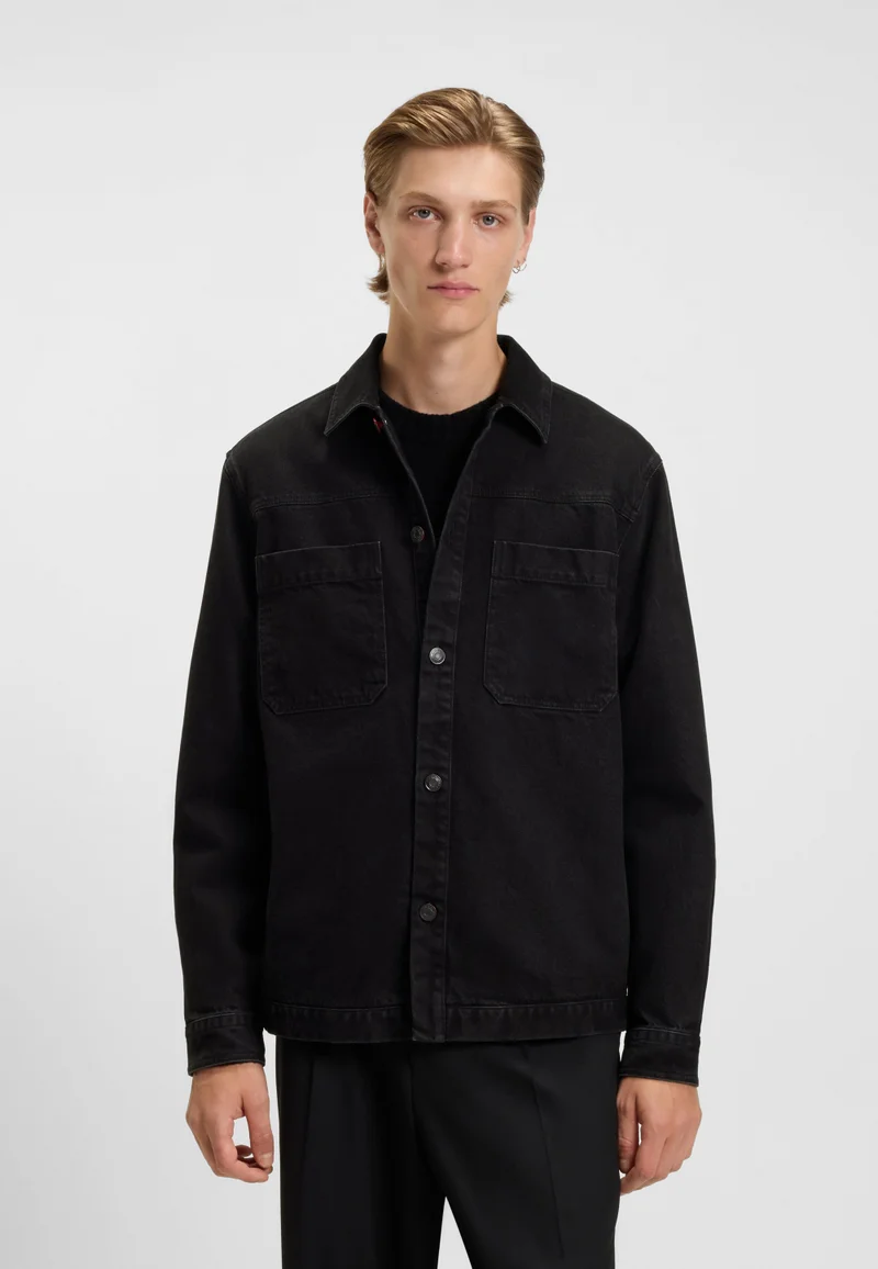 هوجو قميص واسع من قماش الدنيم القطني