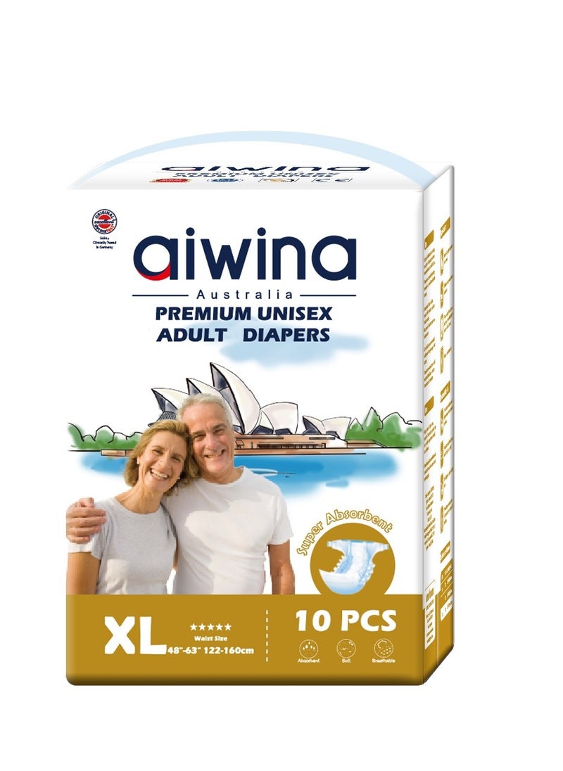 Aiwina Aiwina Premium Unisex  Adult Diapers 10 Pcs - Size XL Waist 48"-63"  - Image 1