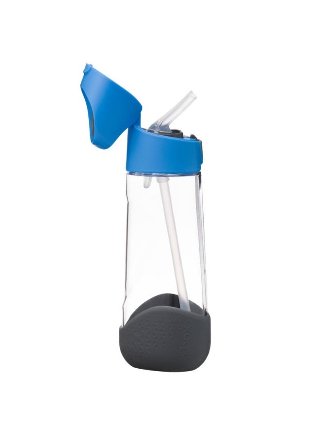 B.Box Big Kids Tritan™ Drink Bottle with Straw | Leakproof Push Button Lid | Ergonomic Triangle Grip | BPA-Free Reusable Water Bottle for School Kids | 600ml-Blue Slate - Image 1