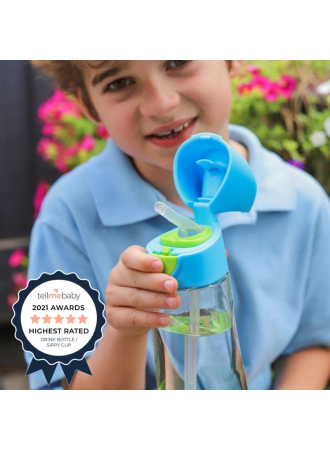 B.Box Big Kids Tritan™ Drink Bottle with Straw | Leakproof Push Button Lid | Ergonomic Triangle Grip | BPA-Free Reusable Water Bottle for School Kids | 600ml-Blue Slate - Image 3