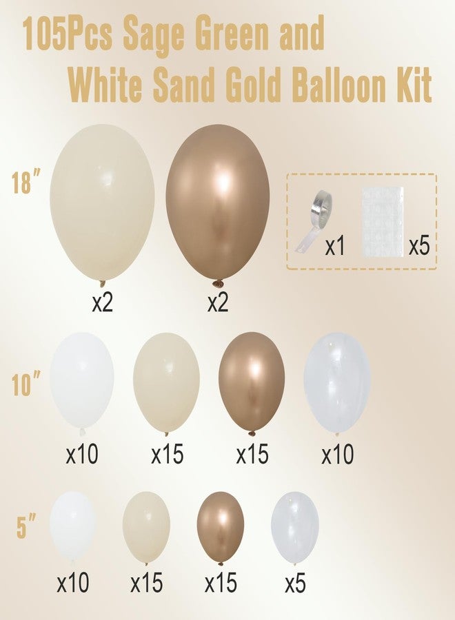 باتيمات طقم قوس بالونات بلون أبيض رملي وذهبي شامبانيا، 101 قطعة من البالونات الشفافة باللون الأبيض العاري والذهبي الشامبانيا المعدني، لتزيين حفلات الخطوبة وحفلات توديع العزوبية وأعياد الميلاد وحفلات الزفاف والذكرى السنوية - Image 4