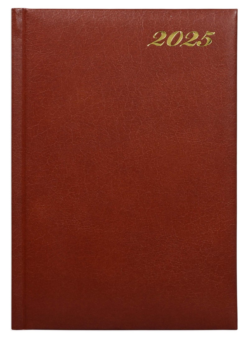 FIS Fis 2025 A5 Diary,Vinyl, English  1 Side Padded Brown -FSDI18E25BR  - Image 1