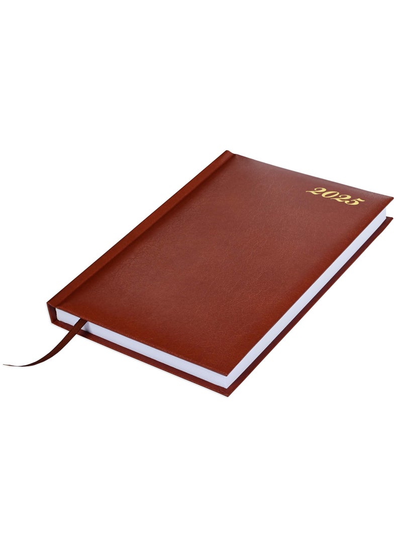 FIS Fis 2025 A5 Diary,Vinyl, English  1 Side Padded Brown -FSDI18E25BR  - Image 4