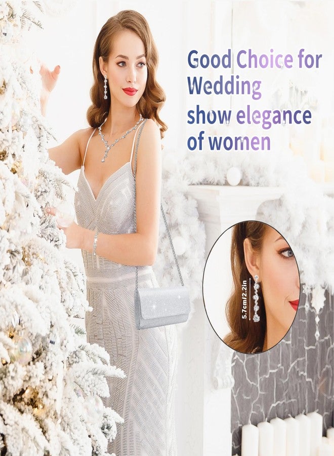 stablerice 9 Pcs Rhinestone Jewelry Sets for Women Rhinestone Purses for Women Clutch Purse Necklace Earrings Bracelet Jewelry Sets for Wedding Formal Bridal Bridesmaid Gifts (Elegant Style, 9) - Image 2
