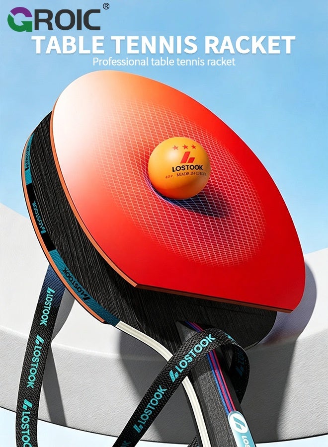 GROIC Table Tennis Paddle Set with Portable Net, Ping Pong Paddles Set - Includes 2 Rackets, 3 Balls & Carry Case for Training & Recreation (Red&Black) - Image 2