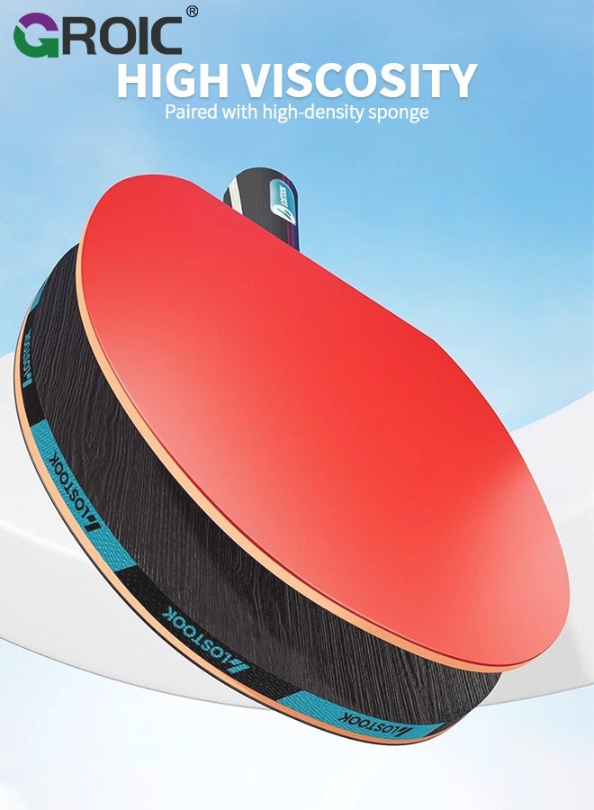 GROIC Table Tennis Paddle Set with Portable Net, Ping Pong Paddles Set - Includes 2 Rackets, 3 Balls & Carry Case for Training & Recreation (Red&Black) - Image 4