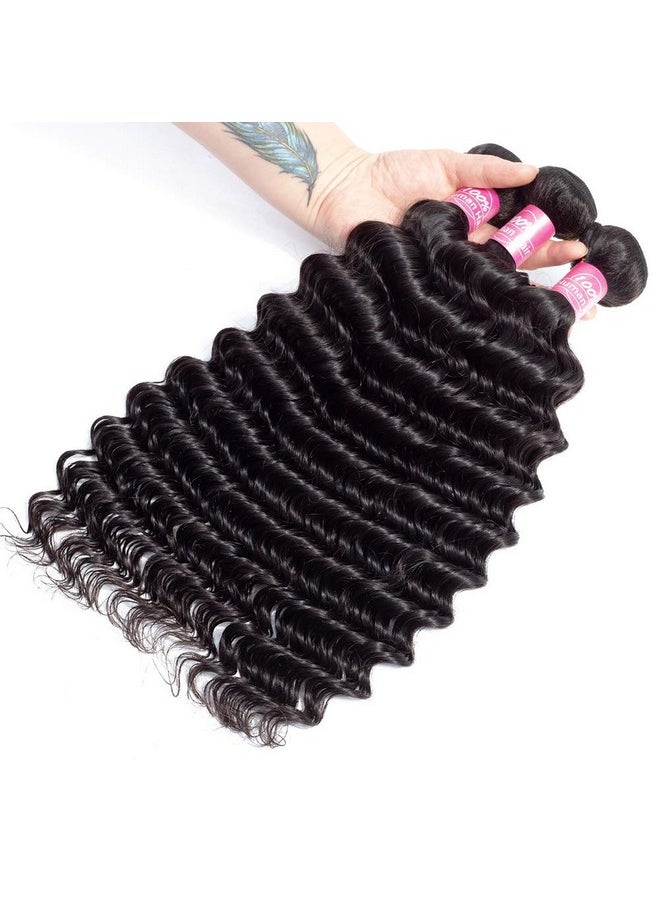 FQ - Brazilian Deep Wave Human Hair Bundles One Bundle 28 Inch Deep Curly Weave Hair Bundles Unprocessed Virgin Brazilian Deep Wave Human Hair Bundles Natural Color - Image 1