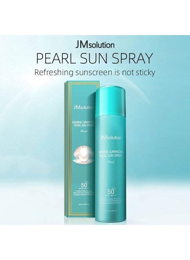 JM SOLUTION - Marine Luminous Pearl Sun Protection Sun Spray SPF50+PA++++ 180ml Korean cosmetics - Image 1