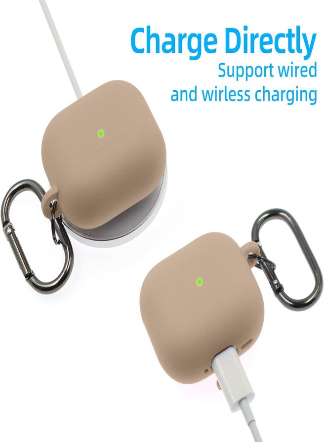 CASEFUN Compatible with AirPods 4 Case 2024, Premium Soft Silicone Protective Case Cover for Apple AirPods 4th Generation with Cleaner Kit, Carabiner and Keychain Accessories for Women Girls - MilkTea - Image 5