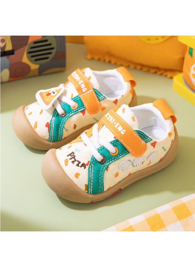 Kids.ing Baby Canvas Shoes Spring And Autumn Style Boys And Girls Toddler Non-slip Soft Bottom Kindergarten Shoes - Beige Orange Color Size 25 - Image 4