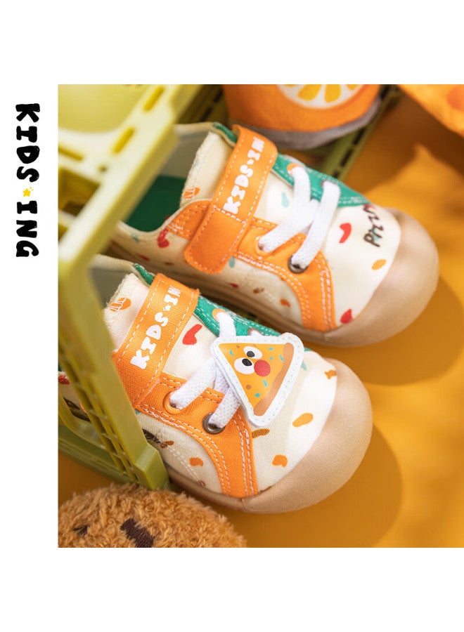 Kids.ing Baby Canvas Shoes Spring And Autumn Style Boys And Girls Toddler Non-slip Soft Bottom Kindergarten Shoes - Beige Orange Color Size 25 - Image 3