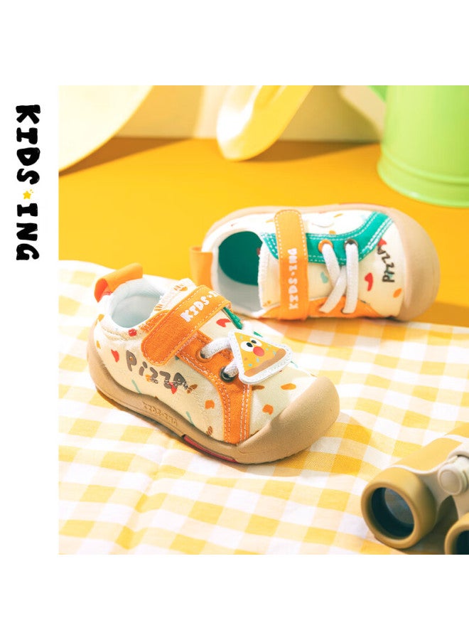 Kids.ing Baby Canvas Shoes Spring And Autumn Style Boys And Girls Toddler Non-slip Soft Bottom Kindergarten Shoes - Beige Orange Color Size 25 - Image 2