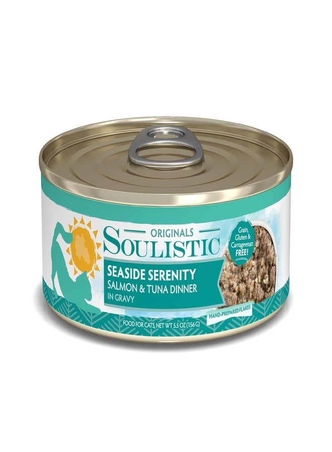 Soulistic Originals Wet Cat Food, Seaside Serenity Salmon and Tuna Dinner in Gravy, 5.5oz Can, Pack of 8 - Image 1