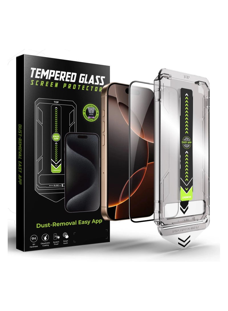 Tempered Glass Screen Protector for iPhone 16 Pro 6.3 inch with Dust Free Easy Application - Ultra Clear, Scratch Resistant, and HD Clear Screen Guard(Clear with Black Edges) - Image 1