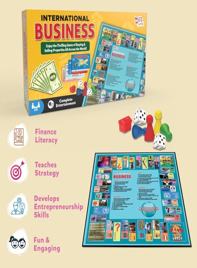 Little Berry Business Game for Kids | Classic International Business Board Game with 14"x14" Foldable Waterproof Board | Indoor & Outdoor Family Fun | Board Games for Kids - Image 4