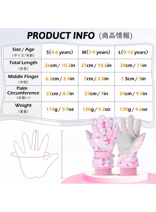 TRIWONDER Kids Ski Gloves - Windproof Snow Gloves with Soft Lining, Warm for Boys & Girls (Pink, S) - Image 2