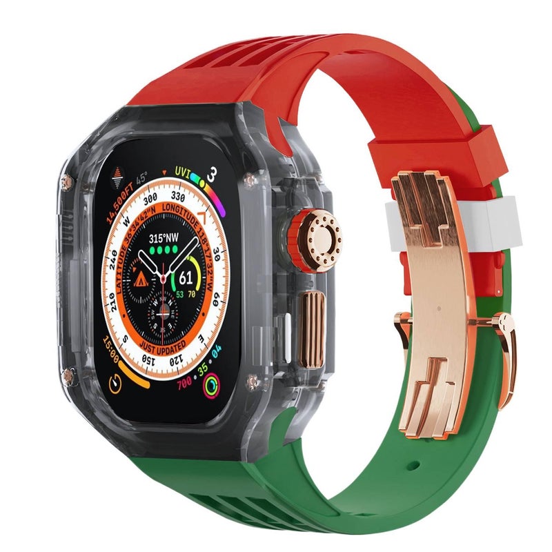 Adjustable Silicone Sport Strap Smartwatch Band Compatible with Apple Watch 42 44 45 49mm with Fit Replacement Strap Clear finish - Image 3