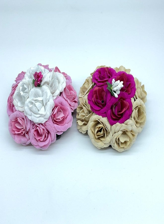 Maahal Artificial Flower Juda/Bridal/Gajra/Bun Hair Accessories For Women&Girls, Pack of 2/Multicolor - Image 1