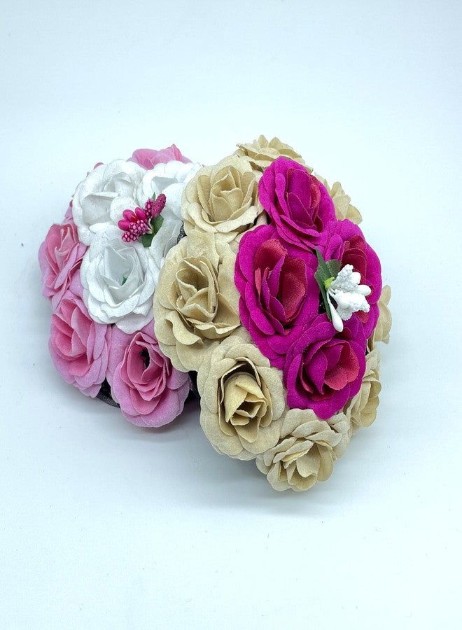 Maahal Artificial Flower Juda/Bridal/Gajra/Bun Hair Accessories For Women&Girls, Pack of 2/Multicolor - Image 4