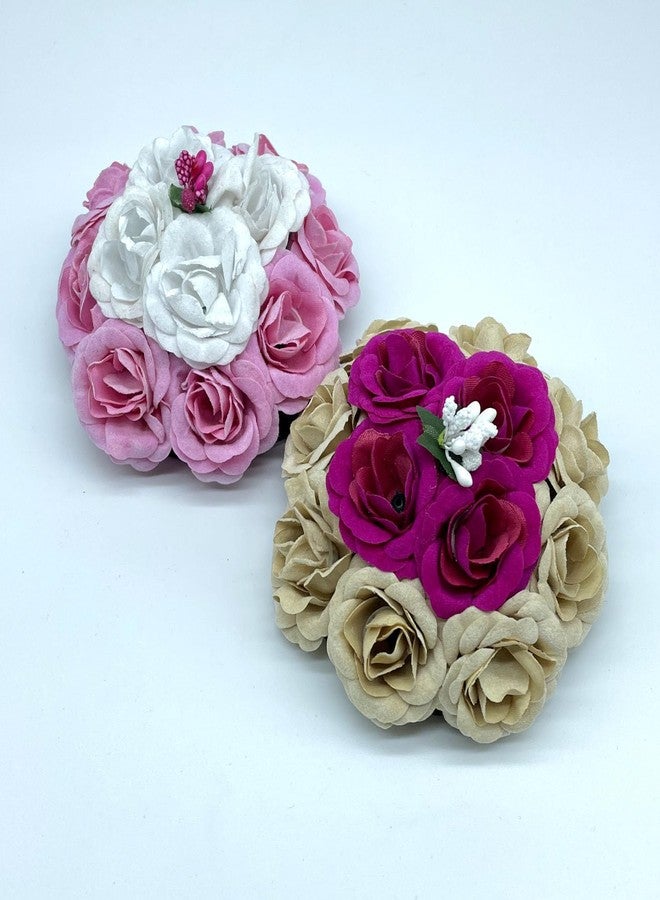 Maahal Artificial Flower Juda/Bridal/Gajra/Bun Hair Accessories For Women&Girls, Pack of 2/Multicolor - Image 3