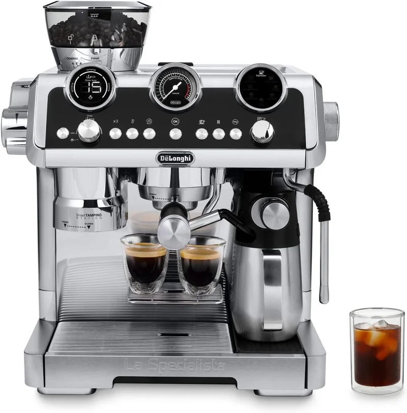 De'Longhi De'Longhi La Specialista Maestro: Ultimate Cold Brew Manual Coffee Machine, Experience with Smart Tech, Cold Extraction Technology, 8 Recipes, Manual/Automatic Frothing, Metal - EC9865.M