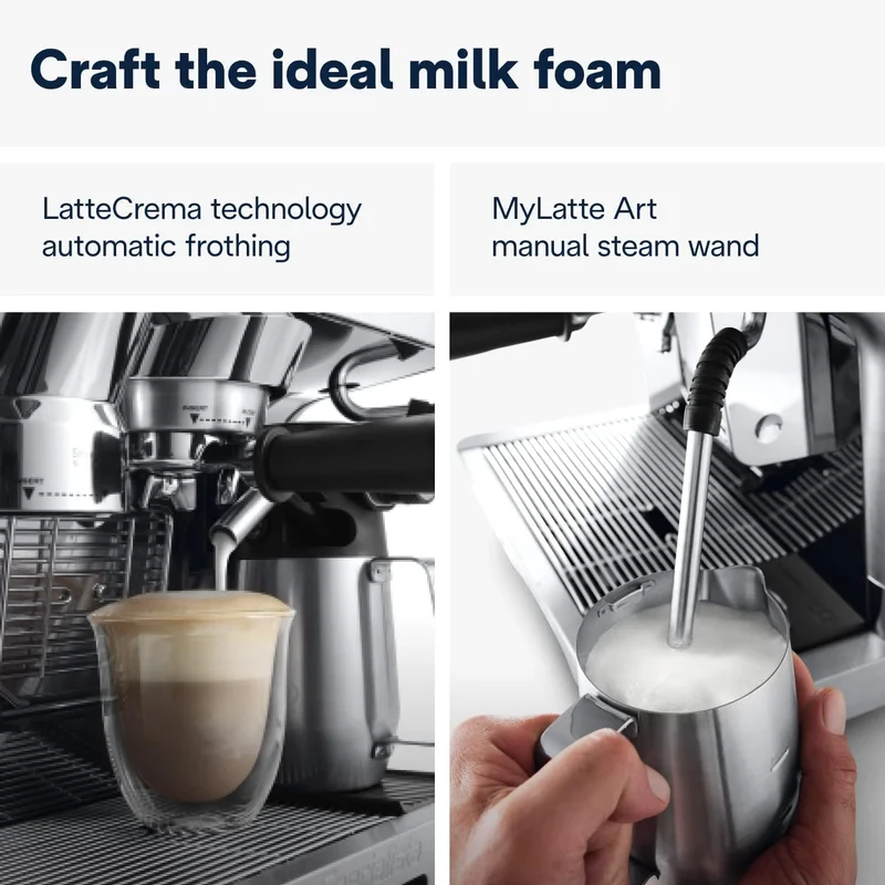 De'Longhi De'Longhi La Specialista Maestro: Ultimate Cold Brew Manual Coffee Machine, Experience with Smart Tech, Cold Extraction Technology, 8 Recipes, Manual/Automatic Frothing, Metal - EC9865.M