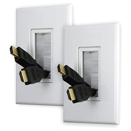 PowerBridge Solutions PB-WPB-2 Cable Management Brush Wall Plate, Decora Style, Cable Pass Through, 2-Pack - Image 1