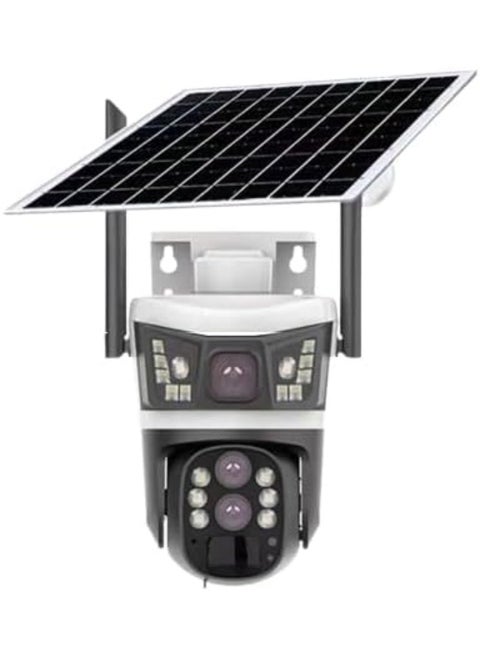 6MP 4G Solar Wireless Surveillance Camera –   3-Lens PTZ CCTV with 10X Zoom, Night Vision, Motion Detection, SIM Card Slot, IP66 Outdoor Security Camera – Remote Access via App
