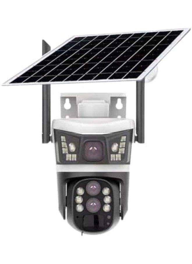 6MP 4G Solar Wireless Surveillance Camera –   3-Lens PTZ CCTV with 10X Zoom, Night Vision, Motion Detection, SIM Card Slot, IP66 Outdoor Security Camera – Remote Access via App