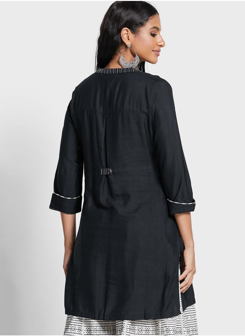 W - Lace Detail Short Kurti - Image 1