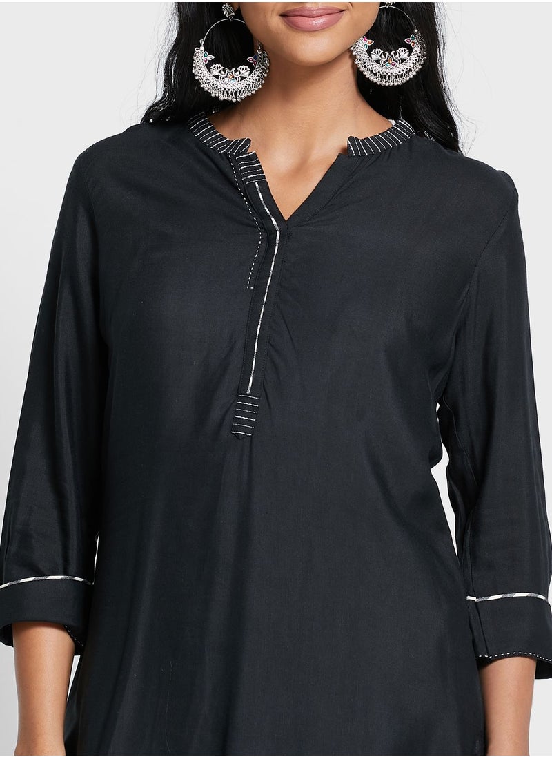 W - Lace Detail Short Kurti - Image 1