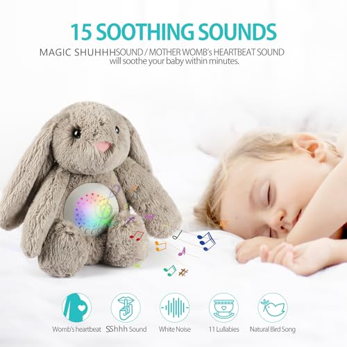 BEREST Baby Sleep Soother Bedtime Bunny with Starry Projector Night Light, Plush Stuffed Animal for Newborn Infants, Lullaby Music, White Noise, Mother's Heartbeat for Boys & Girls Shower Gifts - Image 2
