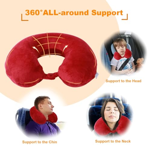 Far win Travel Pillow100 Pure Memory Foam U Shaped Neck PillowSuper Lightweight Portable Headrest Great for Airplane CarHomeOfficeSleeping Rest Wine red - Image 3