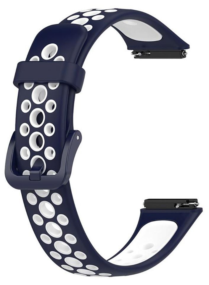 سوار رياضى مخرم من السليكون لهواوى باند 7 - ازرق في ابيض Huawei Band 7