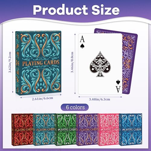 Wkchxd Playing Cards 12 Pack Decks of Cards Poker Size Standard Index Deck in 6 Unique Colors Playing Cards Bulk for Family Game Night Blackjack Pinochle Canasta Party Supplies Travel Card Games - Image 5