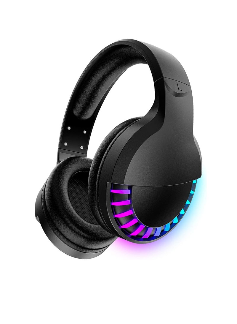 Free wolf Wireless Bluetooth Headphone, Noise Cancellation Hifi Stereo Headset, Rechargeable Gaming Headphones With RGB Backlight, High Bass Over Ear Headset With Microphone, (1pc, Black) - Image 1