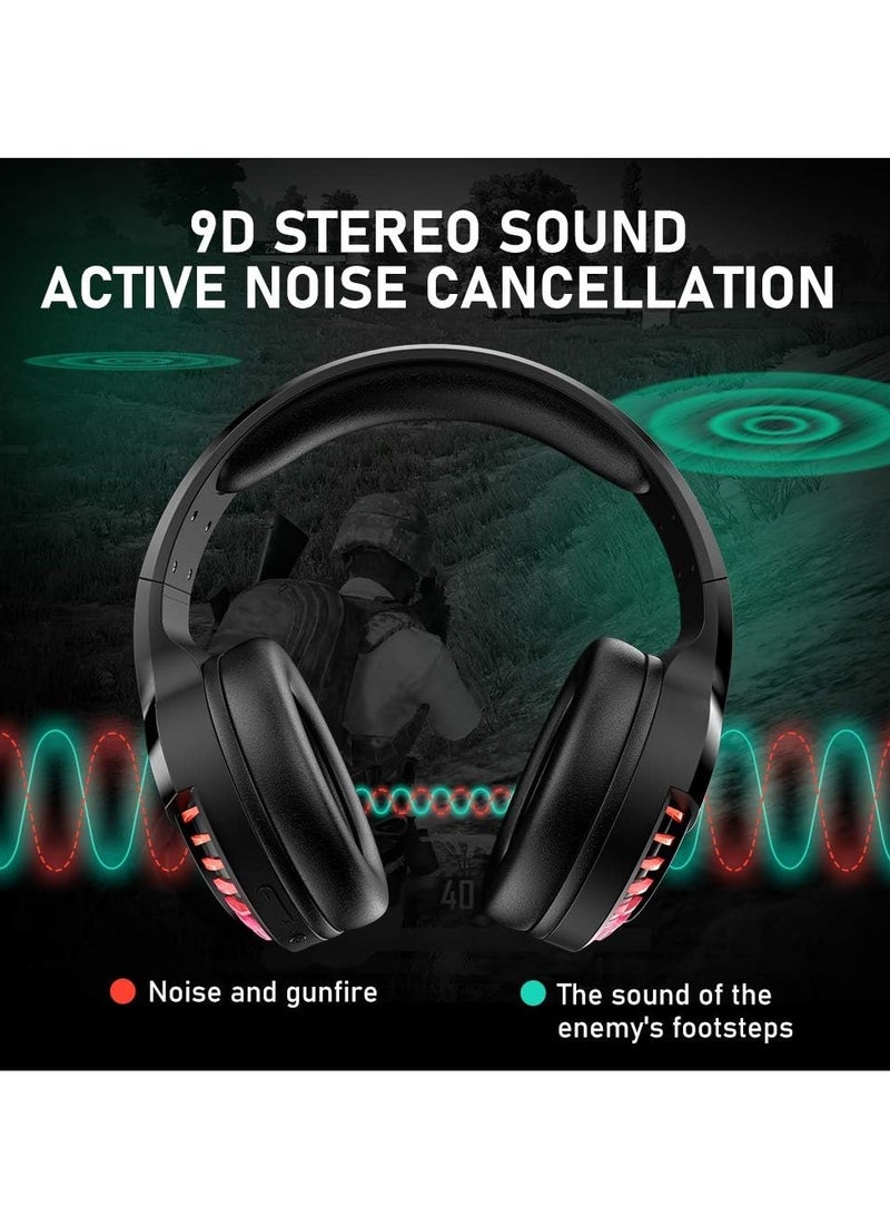 Free wolf Wireless Bluetooth Headphone, Noise Cancellation Hifi Stereo Headset, Rechargeable Gaming Headphones With RGB Backlight, High Bass Over Ear Headset With Microphone, (1pc, Black) - Image 3