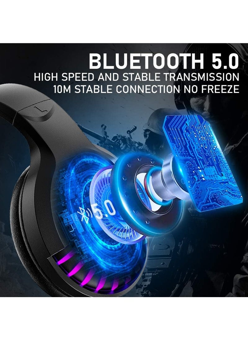Free wolf Wireless Bluetooth Headphone, Noise Cancellation Hifi Stereo Headset, Rechargeable Gaming Headphones With RGB Backlight, High Bass Over Ear Headset With Microphone, (1pc, Black) - Image 4