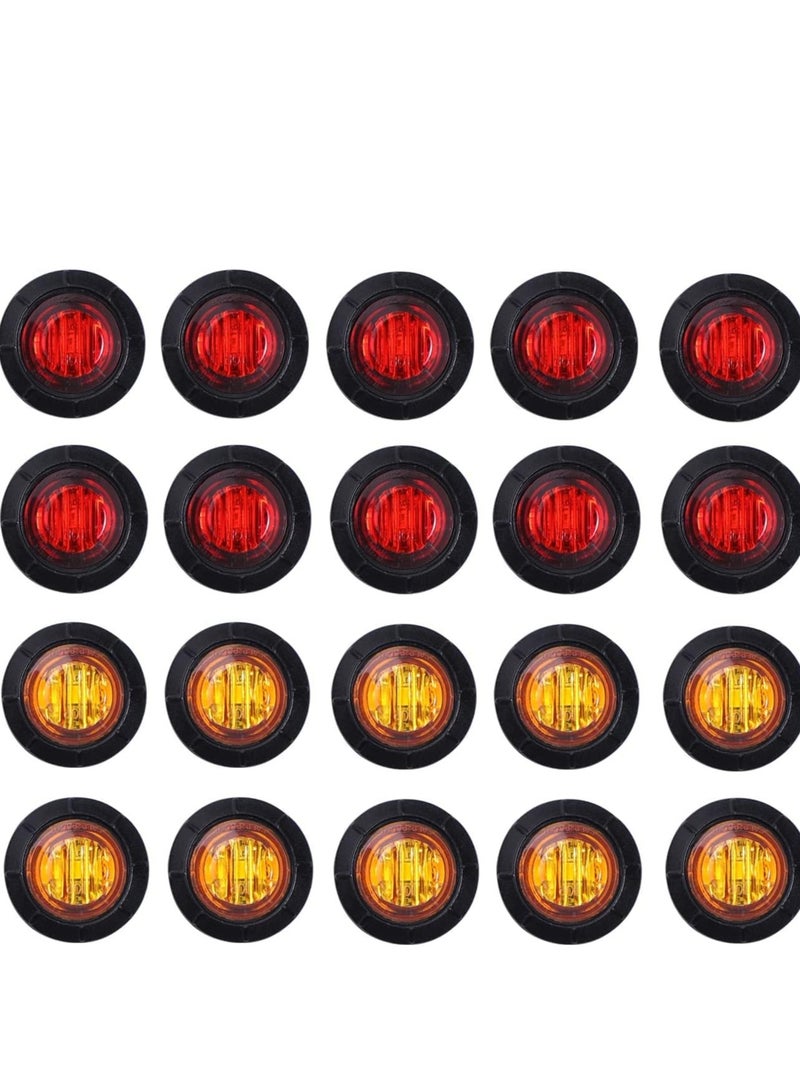 general 3/4 Inch Mount 10 pcs Amber + 10 pcs Red LED Clearance Bullet Side LED Marker Lights for Trailer Truck RV Car Bus Van (Pack of 20) - Image 1