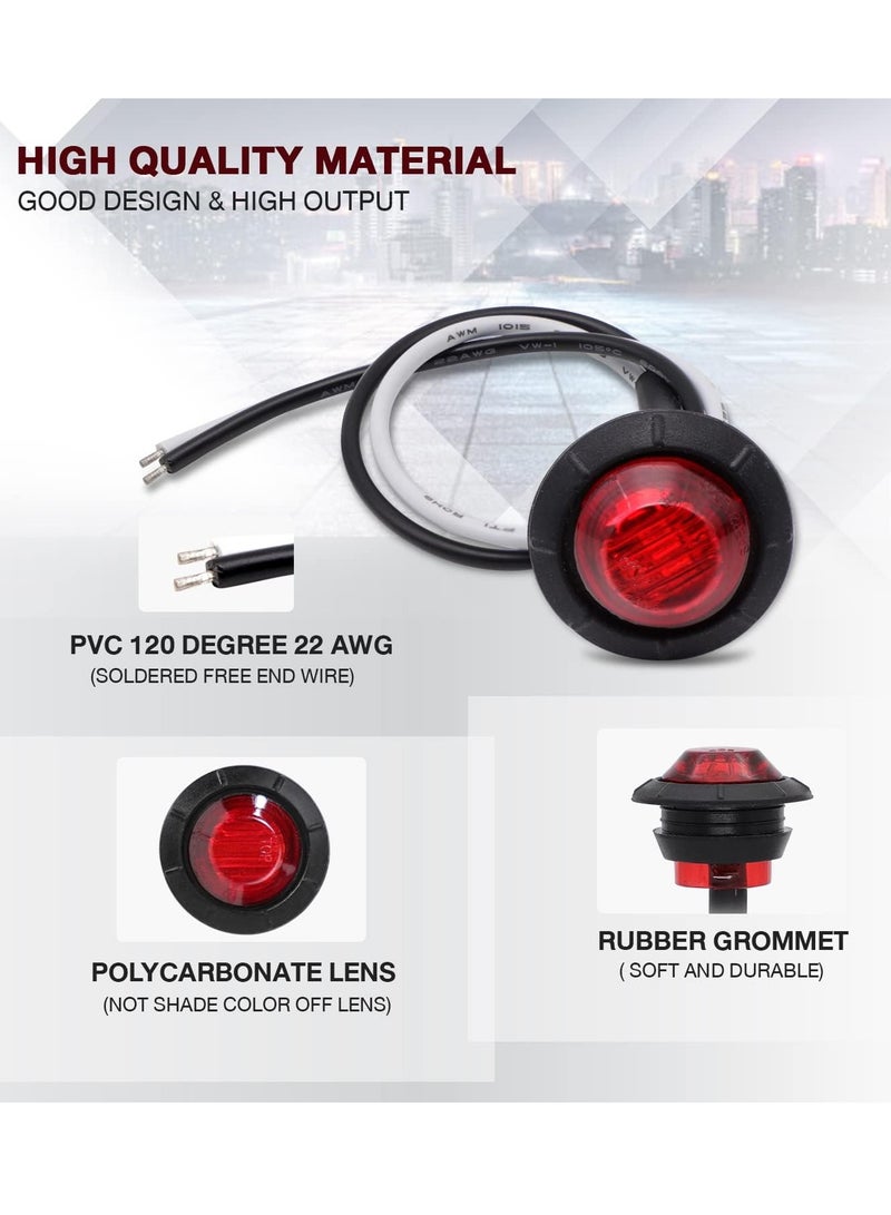 general 3/4 Inch Mount 10 pcs Amber + 10 pcs Red LED Clearance Bullet Side LED Marker Lights for Trailer Truck RV Car Bus Van (Pack of 20) - Image 3