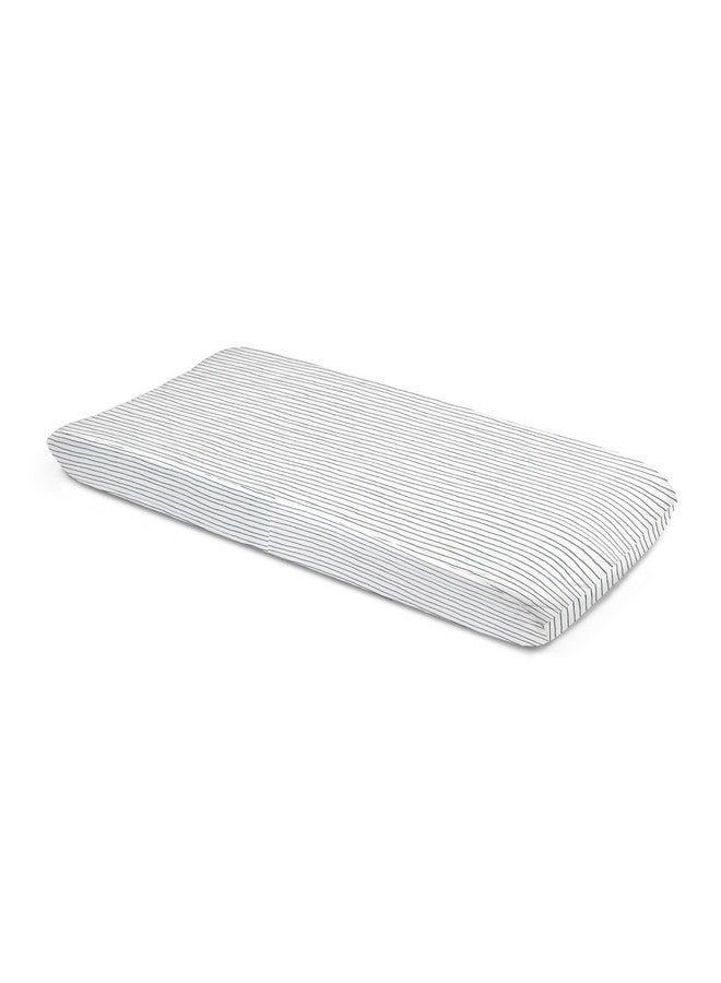 Makemake Organics Organic Changing Pad Cover GOTS Certified Organic Cotton Changing Table Cover Non Toxic Quilted Ultra Soft Unisex Girls Boys Blue Nursery (16"x33", Navy Stripes) - Image 3