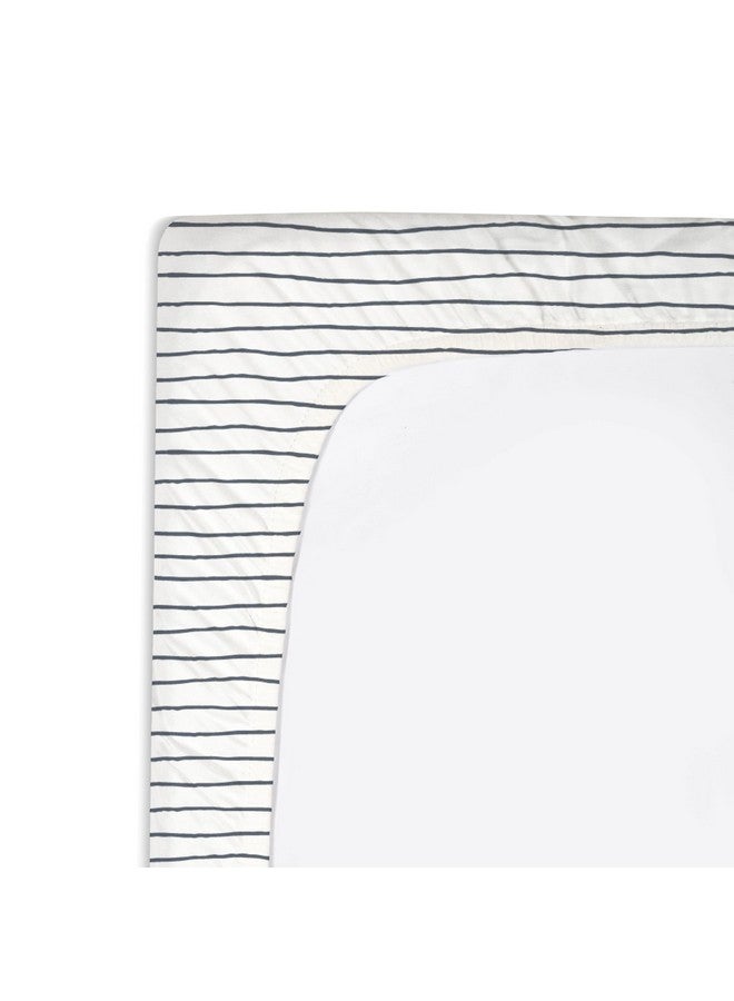 Makemake Organics Organic Changing Pad Cover GOTS Certified Organic Cotton Changing Table Cover Non Toxic Quilted Ultra Soft Unisex Girls Boys Blue Nursery (16"x33", Navy Stripes) - Image 4