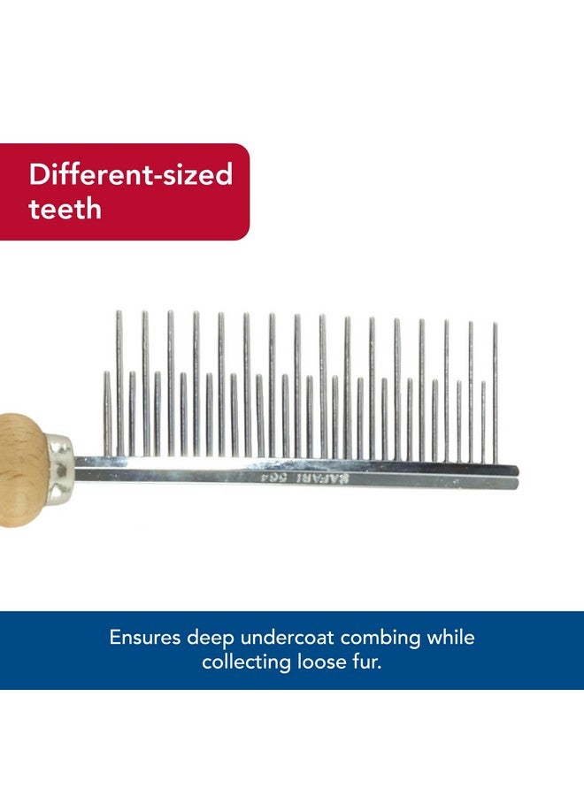 كوستال أمشاط تساقط شعر الكلاب من كوستال بيت سفاري - فرشاة تساقط شعر الكلاب ذات الشعر القصير والطويل - أسنان بأحجام مختلفة لتمشيط الطبقة السفلية - 7 × 1.5 بوصة - Image 4