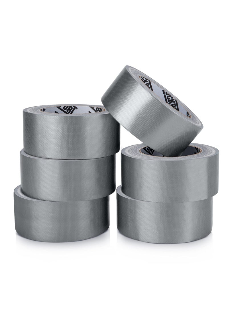 6 pack of Silver Duct Tape 12 Yards x 2 Inches, Heavy-Duty Waterproof Tape for Patching, Sealing, Securing Cables, and Labels, Easy to Remove and Leaves No Residue - Image 1