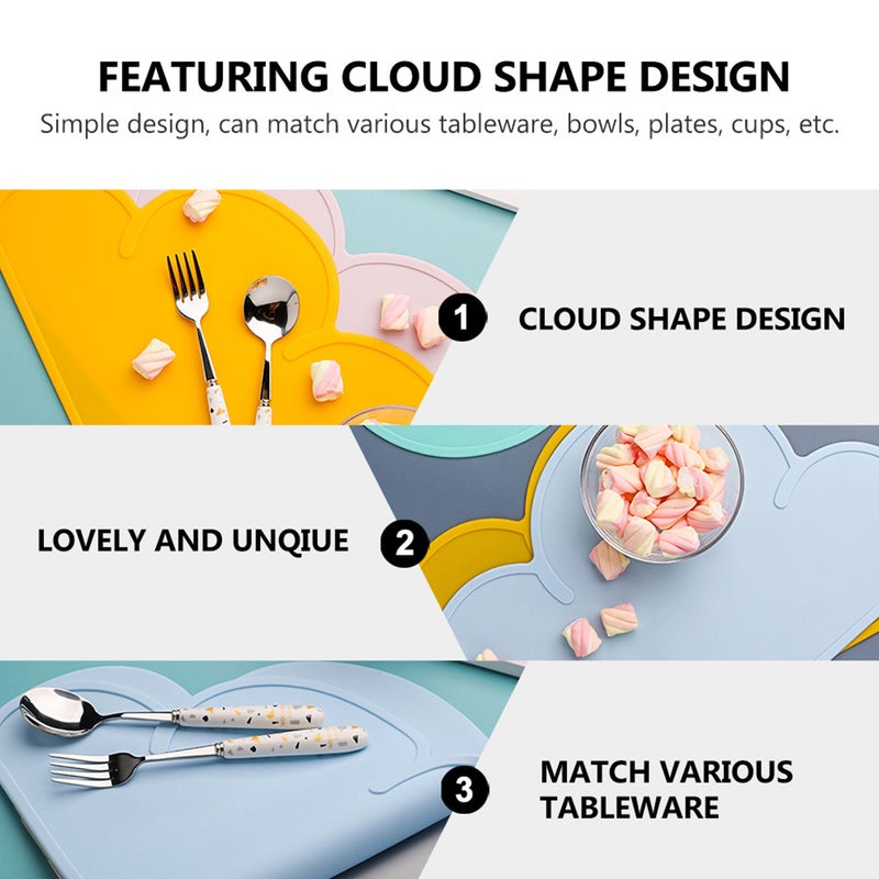 2Pcs Silicone Placemat Cartoon Cloud Table Mat Heat Insulated Pad (Random Color) - Image 5