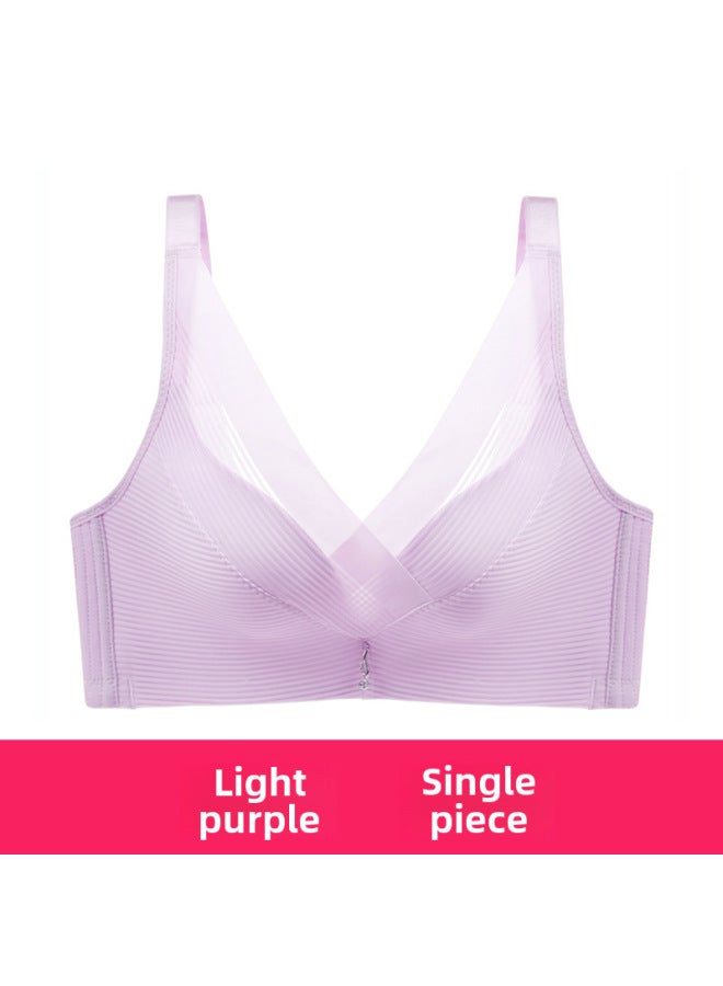 Silk Elegant Cross Mesh Breathable Striped Lace Gentle Comfortable Cotton Skin-tape Push-up Adjustable Non-trace Underwear Bra