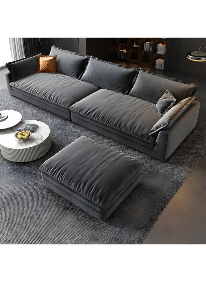Zayn comforts Cushioned Back Leather Sectional Sofa Set â€“ Contemporary Comfort for Your Living Room (3 Seater Sofa With Ottoman) - Image 1