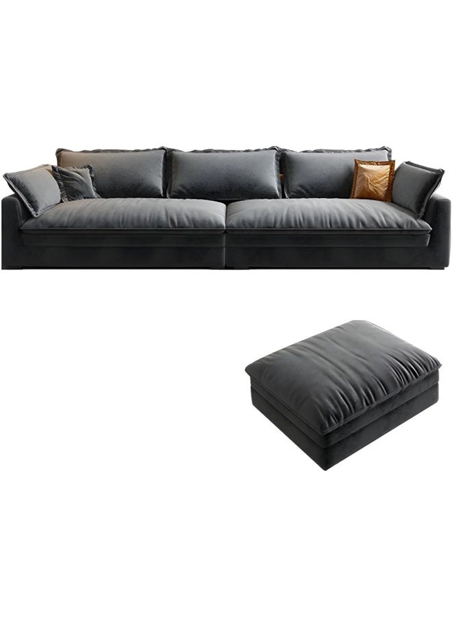 Zayn comforts Cushioned Back Leather Sectional Sofa Set â€“ Contemporary Comfort for Your Living Room (3 Seater Sofa With Ottoman) - Image 3
