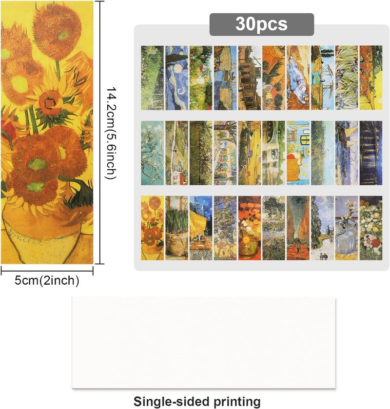 MWOOT 30 Pieces Art Painting Paper Bookmarks,Van Gogh Art Painting Page Folder Bookmark Set, Page Clip Book Mark for Book Reading Marker Gift (14 x 5CM, 30 Styles) - Image 3
